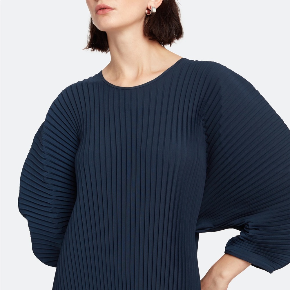 NWT Stylein Isadora Pleated Midi Dress-Navy Blue - Picture 3 of 6